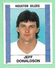 1988 Panini Mini Football Album Sticker Jeff Donaldson #67 Oilers👍