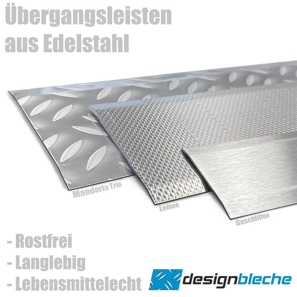 DESIGNBLECHE Edelstahl Übergangsprofil Fugenleiste Übergangsleiste bis 300cm Übergangsschiene