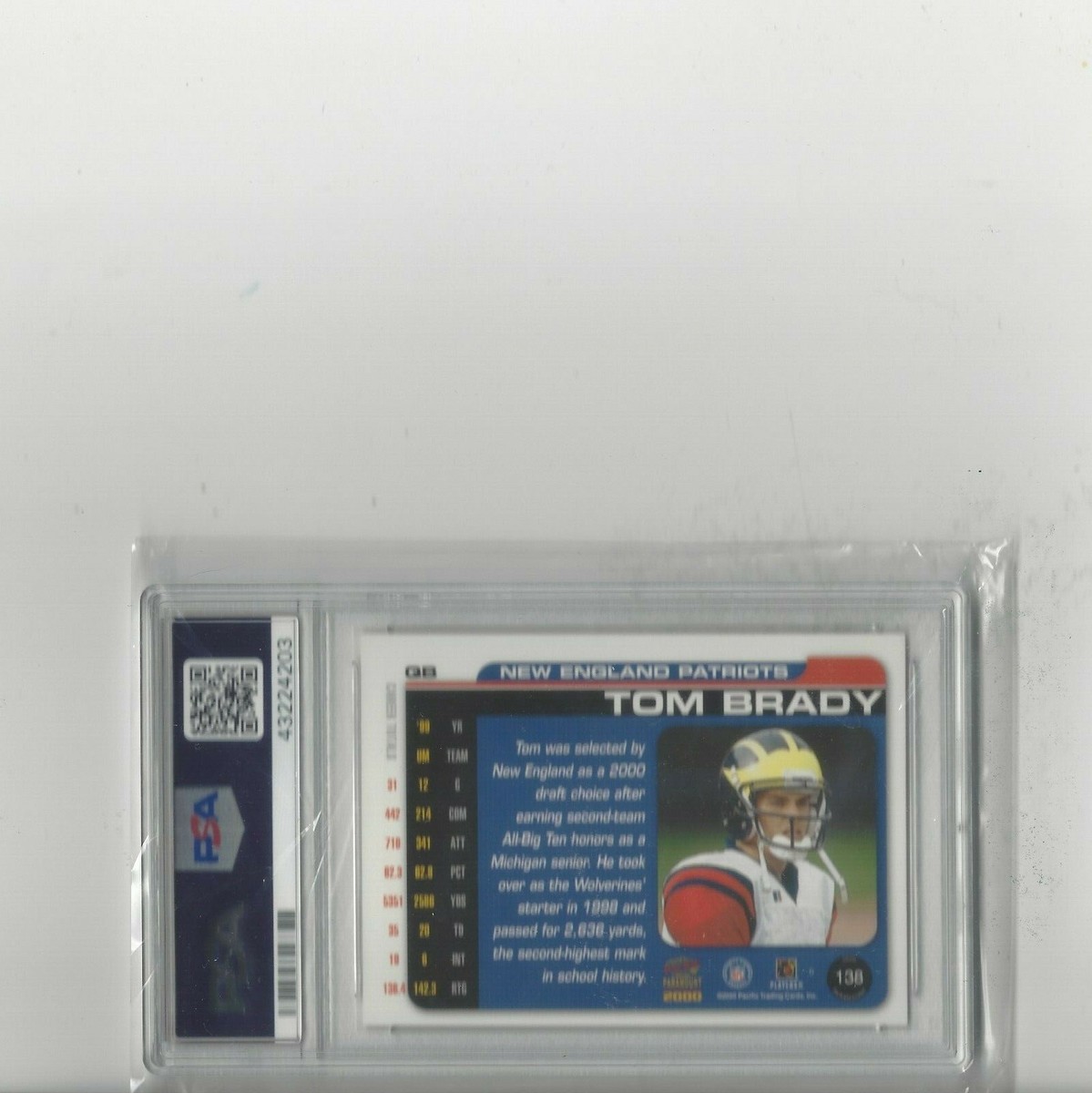2000 Pacific Paramount #138 Tom Brady Patriots PSA NM 7