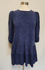 Gap Womens Blue Dress Size Medium Dot Print Mini Tiered Puff Shoulder