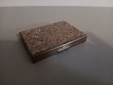 Traditional Powder Compact Colorful Sparkle Confetti Gold With Cloth (PA)