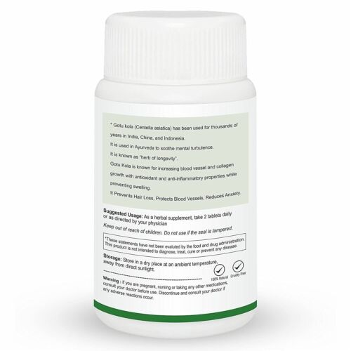 Herb Essential Gotu Kola Centella Asiatica 60 Count F/Shipping - Foto 2 di 7