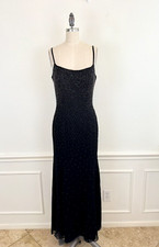 VTG 90s Y2K MY FASHION Dress 8 Black Silk Chiffon Party Bling Whimsigoth Fairy