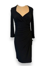 NWT Lauren Ralph Lauren Black Dress Sweetheart Neck Ruched Sides sz 4 NWT