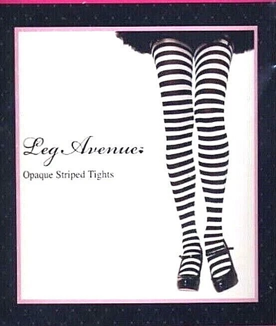 Tights Opaque Women's 3X-4X Striped Red White Black Rear Gusset Leg Avenue 7100 - Image 2 of 4