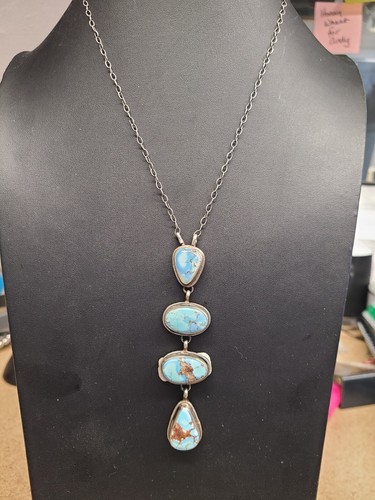 Betta Lee Navajo Handmade Necklace Sterling Turquoise 20"