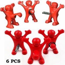 6 pcs Funny Happy Red Man Wine Stopper Novelty Beer Corkscrew & Bottle Opener