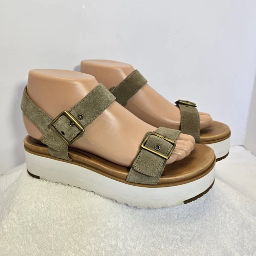 Ugg Angie sandalo donna taglia 7 scamosciato antilope 1019871 2" plateau treadlite
