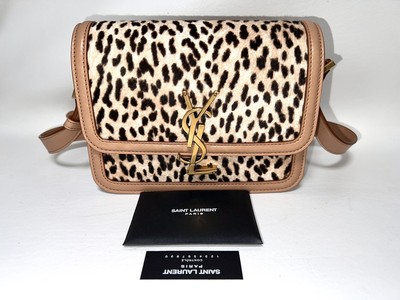 YSL SAINT LAURENT SOLFERINO SMALL LEOPARD PRINT CALF HAIR
