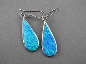 gorgeous Blue/Green Lab OPALS sterling silver dangle earrings opal