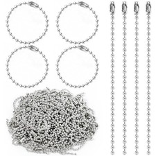 300 Pcs Ball Bead Chain Ball Chain Keychain Dog Tag Metal Bead Chain Beaded C...