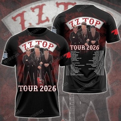 ZZ Top Tour 2026 Schedule Dates 3D T Shirt Full Size S-5XL BL2661