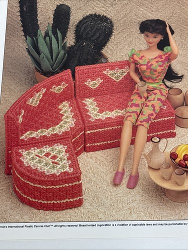 Three Piece Sectional Fashion Doll Furniture Annie's Plastic Canvas Pattern Page - Picture 2 of 4