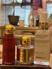 Truly Vanilla Baby Eau De Parfum .33 OZ  Body Oil 7oz  Cherry Baby Lip Oil .42