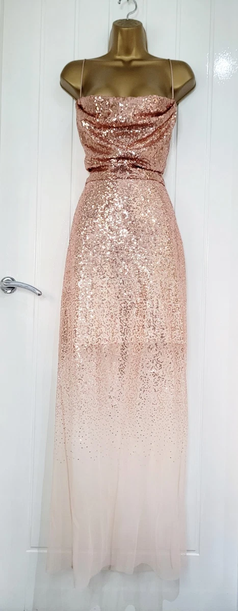 slim fit dress slacks Maxanne Rose Gold Halterneck Embellished Maxi Dress main image 1