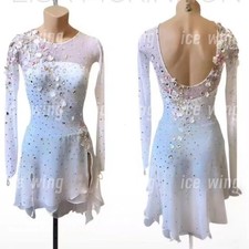 Ice Figure Skating Dress Rhythmic Gymnastics Twirling Competition blue dyeing