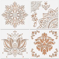 Groß Mandala Painting Schablonen Set Wandgestaltung Diy Kunst Vorlagen 4 StüCk