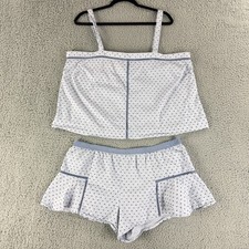 Victoria's Secret Summer Lounge Pajama Set Womens Size XL Blue Top Shorts Cotton