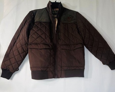 Dixie Decoys Mens Large Quilted Jacket Brown Corduroy Elbow Patches Hunting
