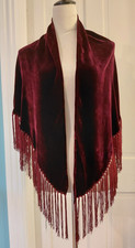 Elegant Victorian Style Velvet Lace Shawl Wrap Burgundy Ball Dance Prom Wedding