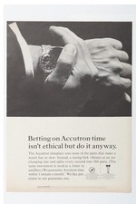 1965 Acutron vintage original advertisement page, "Betting on Accutorn time..."