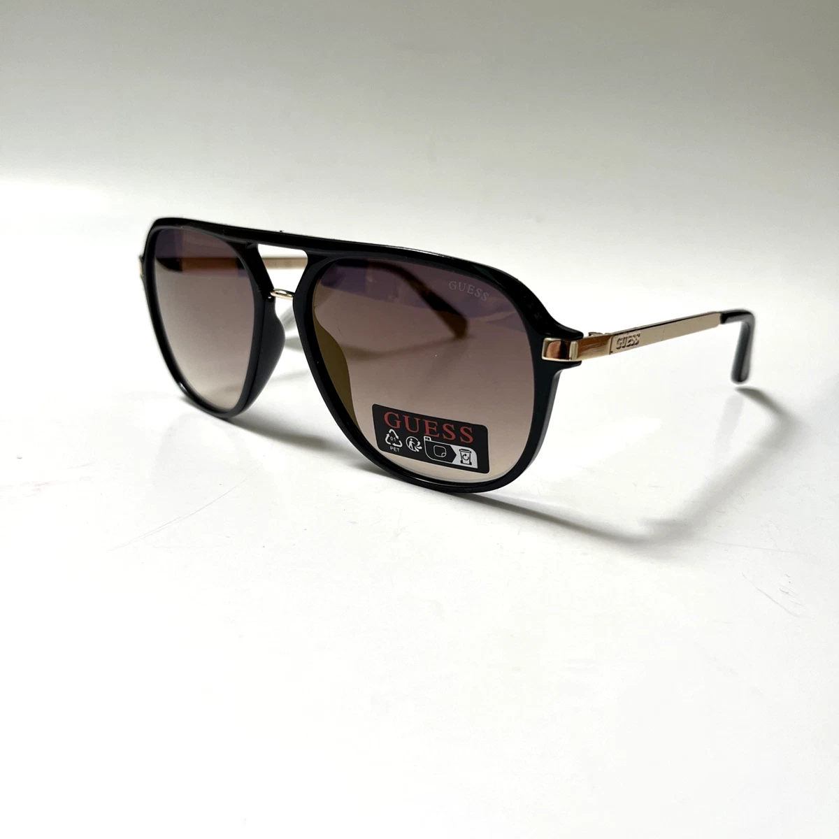 Guess square frame shield avaiator black and gold frame‎ faded sunglasses new Guess GO00033 52F Shield Sunglasses Brown Tortoise Gold  main image 2