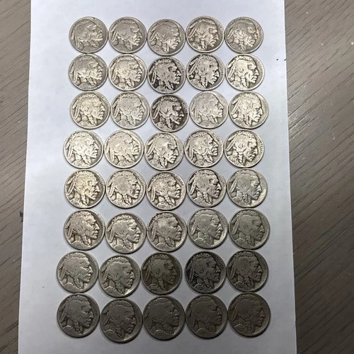 1935 D Buffalo Nickel Circulated Roll of 40 Scarce