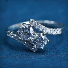 Size 7.25, vtg Sterling 925 silver engagement anniversary ring with cluster Cz