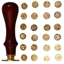 24 Pcs Wax Seal Stamp Kit, Vintage Classic Brass 3.5 x 1 inch, Gold