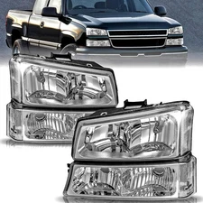 4pcs Headlights & Bumper Lamps For 2003-2006 Chevy Silverado 2002-2006 Avalanche