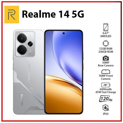 (New) Realme 14 5G 12GB+256GB SILVER Dual SIM Global Ver. Android Mobile Phone