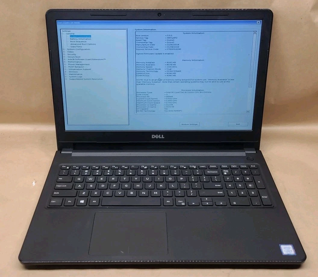 Dell Intel Core I5-7200U Processor 8 GB RAM PC Laptops & Netbooks