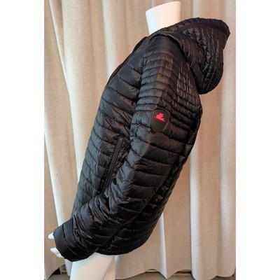 PAJAR Canada 1963 Mens Osprey Quilted Down Puffer Black Hooded Zip Jacket Size L