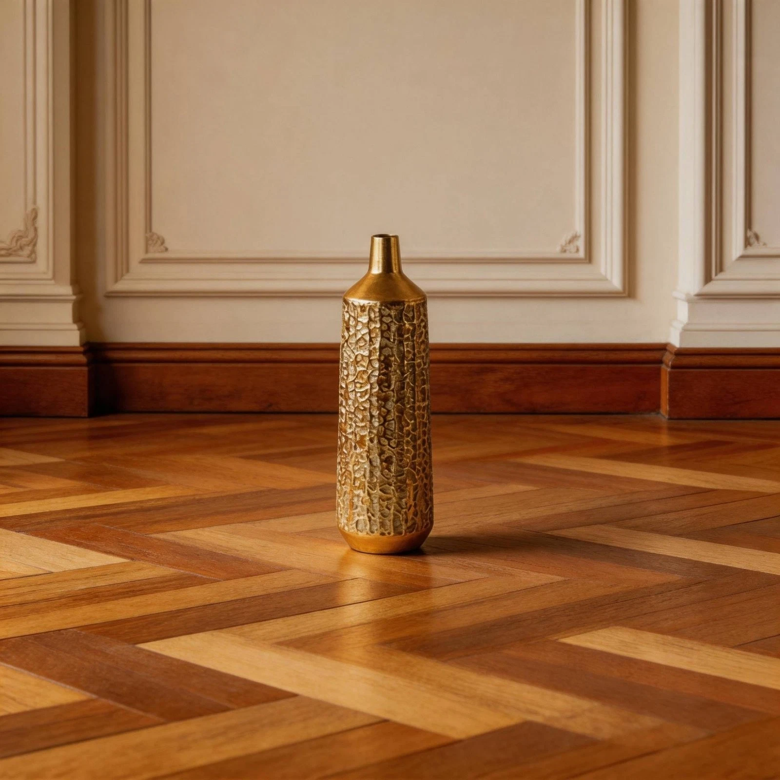 2 Pieces Gilded Floor Vase Large Size Hammered Metal Vase for Retail Display