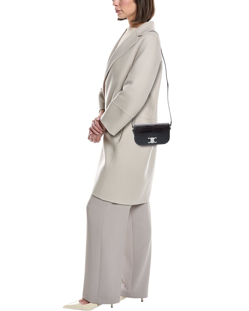 Celine Small Triomphe Croc-Embossed Leather Crossbody Women's Black image 4