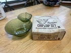 Vintage Anchor Hocking Soreno Chip and Dip Set in avocado green W/Original Box