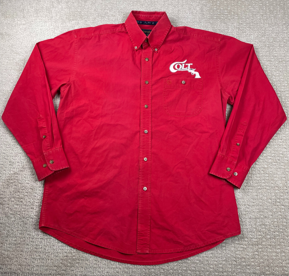 Wrangler George Strait Shirt Mens L Colt Firearms Logo Red Button Down Western