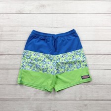 Vineyard Vines Boys Swim Trunks Blue Green Colorblock Crab Floral Board Shorts L