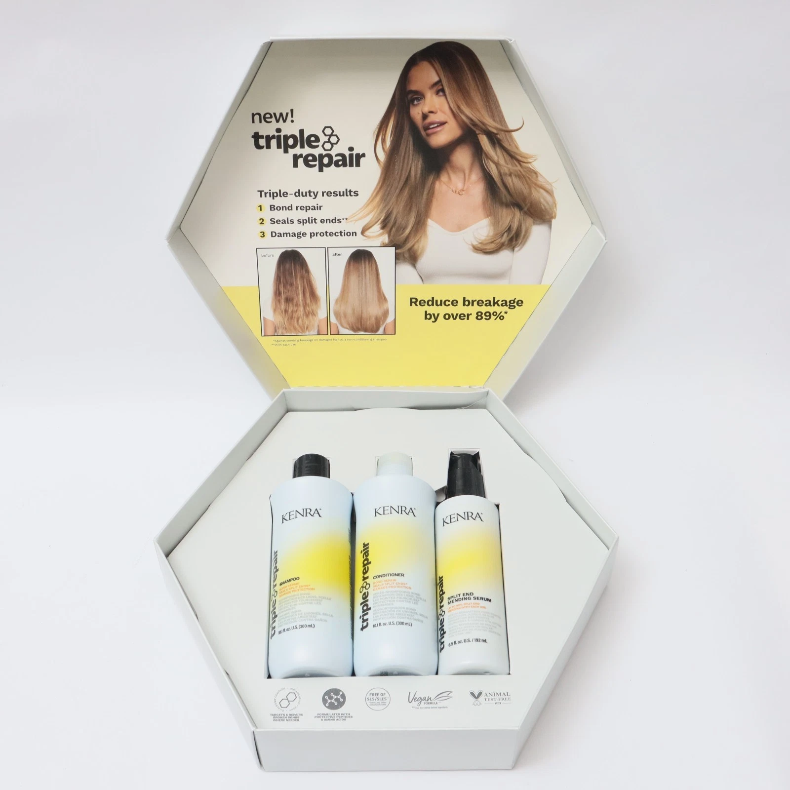 Kenra Triple Repair Trio Shampoo, Conditioner & Split End Serum Box Set - USA