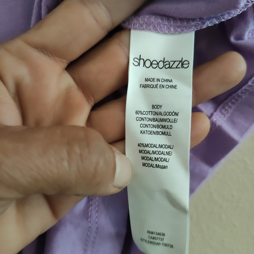Shoe Dazzle Woman's Padded Shoulder T-shirt Size S Lavender - Picture 4 of 7