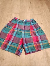 Vintage Union Khaki Shorts Medium Plaid High Waisted Pleated Cotton Nepal 80s...