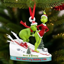 Skiing Naughty Couple 2D Flat Christmas Ornament Personalized Gifts For Couple