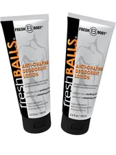 Fresh Balls 3.4 oz Tube (2 PACK) NEW - Anti Chafing Lotion Powder Deodorant