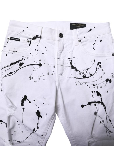 Dolce & Gabbana White ColorSplash Skinny Denim Men's Jeans Authentic - Picture 4 of 5
