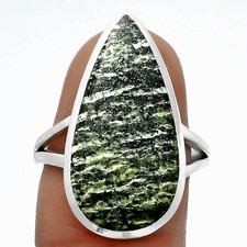 Natural Chrysotile 925 Sterling Silver Ring s.7.5 Jewelry R-1005