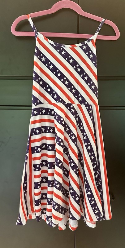Girls Dress Size 6-7 Red White And Blue Jeskids Spaghetti Straps 