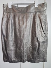 Vintage SPIEGEL Two Pocket 100 Leather Gold Fully Lined Skirt Size 16
