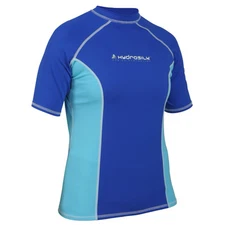 NRS UPF Hydrosilk Short Sleeve Paddle/Swim Top Colorblock Blue Men's Medium