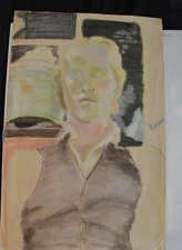 BARBARA HILL? "RUTHERFORD"?, original drawing on paper,  unframed 38"x25", 2014