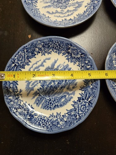 Blue & White English Village Salem China Co. Olde Staffordshire 5.5" Lot Of 4 - Picture 9 of 9